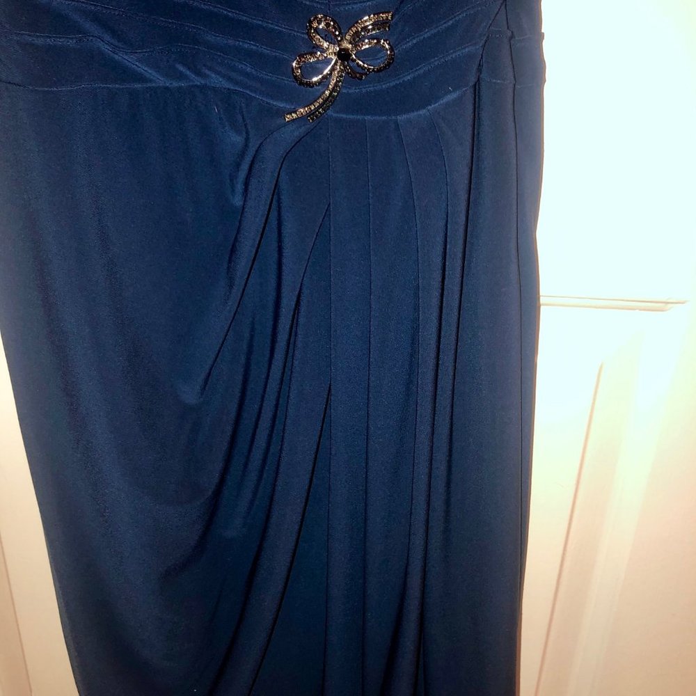 Nine West One Shoulder Dress with Broach